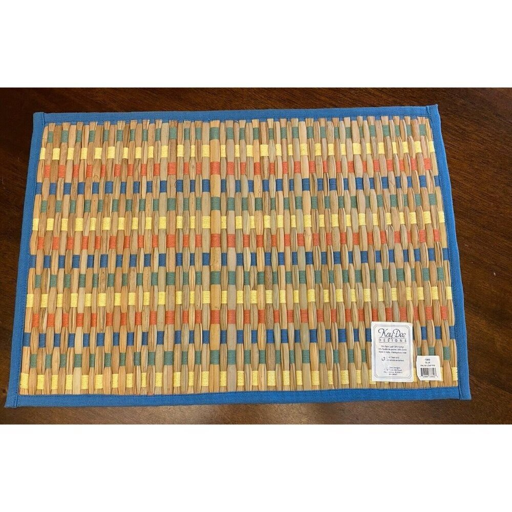 Set of 4 Wicker Kay Dee Designs Placemats Blue Border